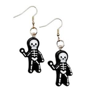 Spooky Black & White Skeleton Halloween Earrings